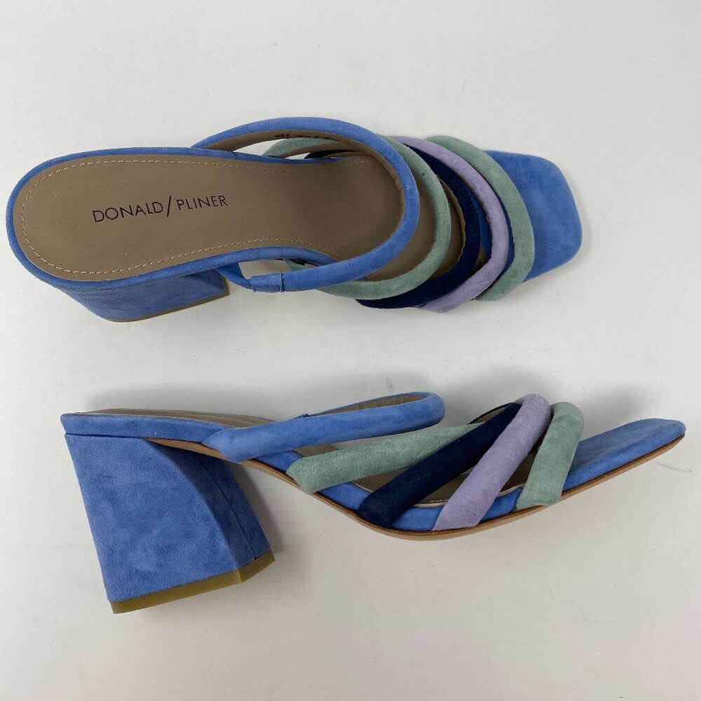 donald pliner multi color suede slip on mule slides
